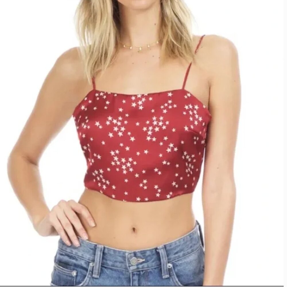 Cotton Candy LA star crop top red white stars L large